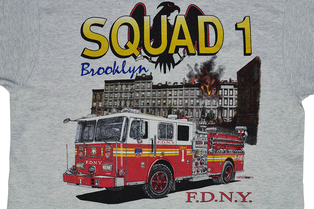 New York Fire Department Brooklyn Made in USA T-shirt à point unique L 