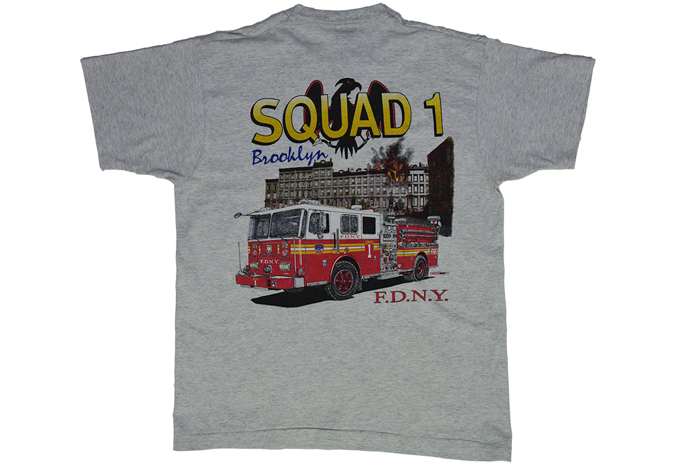 New York Fire Department Brooklyn Made in USA T-shirt à point unique L 