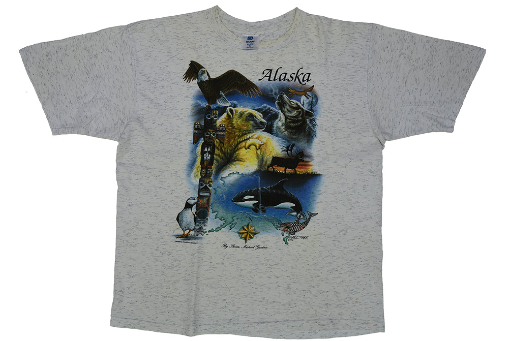 Alaska Animal Print 1992 Made in USA T-shirt à point unique XL 
