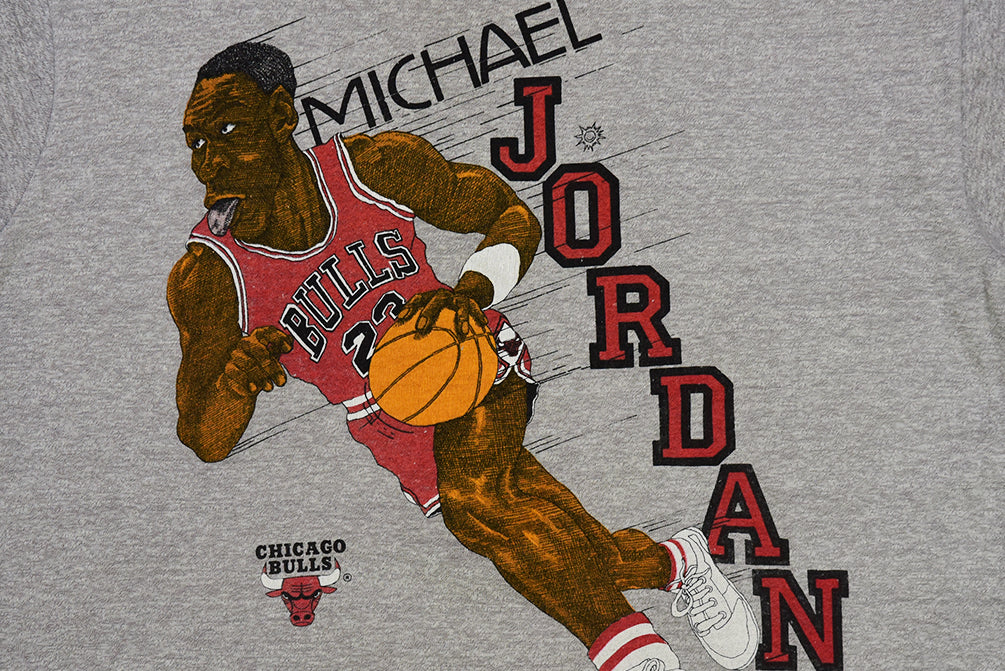 Michael Jordan NBA Late 80s 1st Caricature Print T-Shirt M