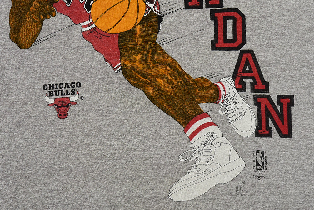 Michael Jordan NBA Late 80s 1st Caricature Print T-Shirt M