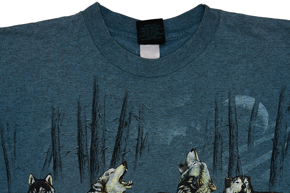 Animal Print Wolves Single Stitch T-Shirt M